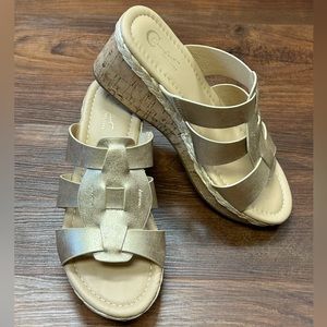Gold CATO Cork Wedge Sandals Size 7M